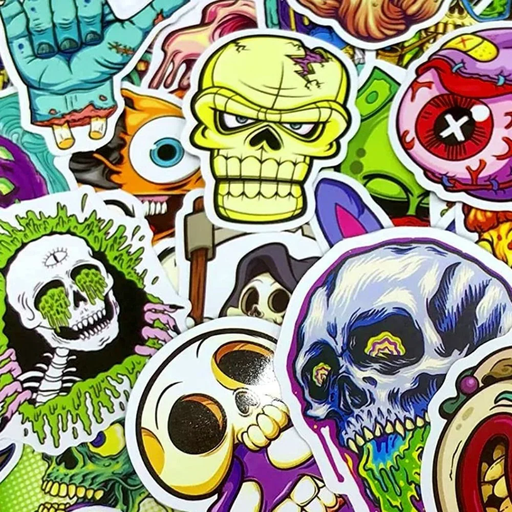 3/$15 NEW 10 CT HORROR DARK Variety PACK VINYL STICKERS SKELETON MAN SKULL SCARY